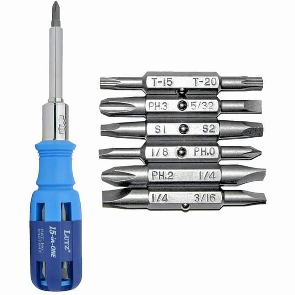 Lutz Tool 15-in-1 Ratchet Screwdriver with FindTape Imprint, Blue​