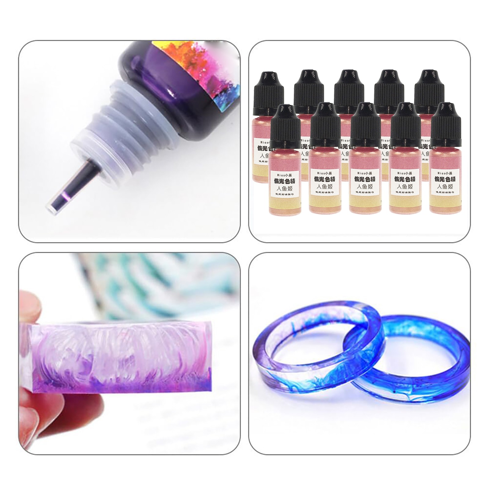 Clearance Sale!Ink Colors High Concentration Metallic Paint Resin Dye Fast Drying Effect Ink For Epoxy Resin Art Painting Glass Tumbler Making 16*10Ml, Adhesive Mucilage