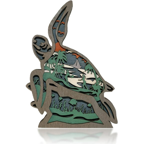 3D Wooden Animals Carving, Multi-Layered Sea Turtle Decor, Carved Animal Statues Wall, Creative Ocean Sculpture, Silhouette Ornament for Living Room Bedroom Home Farmhouse Room for Birthday Gifts