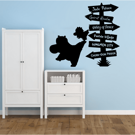 Kung Fu Panda Pathway Signage Jade Palace Spirit Realm Walley of Peace Panda Village Chorh Gom Prison Vinyl Wall Art Wall Sticker Decal Home Kids Room Study Room Boys Room Décoration Size (10x8 inch)