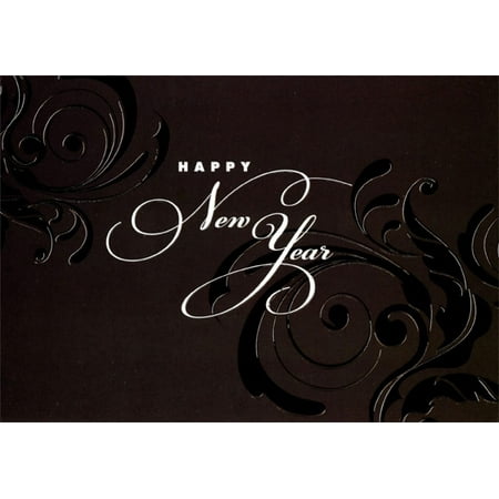 Designer Greetings New Year Swirls Box of 18 New Year Cards