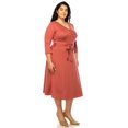 thumbnail image 3 of Women's Plus Size Wrap Dress 3/4 Sleeve V Neck Waist Tie, 3 of 6