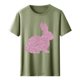 thumbnail image 4 of Tops de Cuello Alto para las Mujeres Amante Impreso Camiseta Cuello Redondo Manga Corta, Poliéster Spandex, 4 of 7