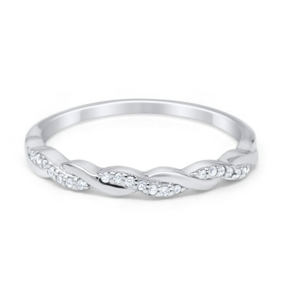 Half Eternity Infinity Twisted Band Rings CZ 925 Sterling Silver Size 4