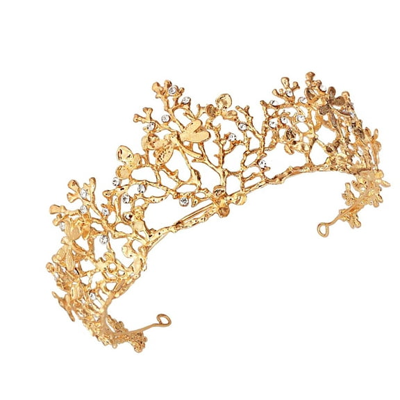 Pretyzoom Tiara Adornment Bridal Tiara Golden Rhinestone 1Set
