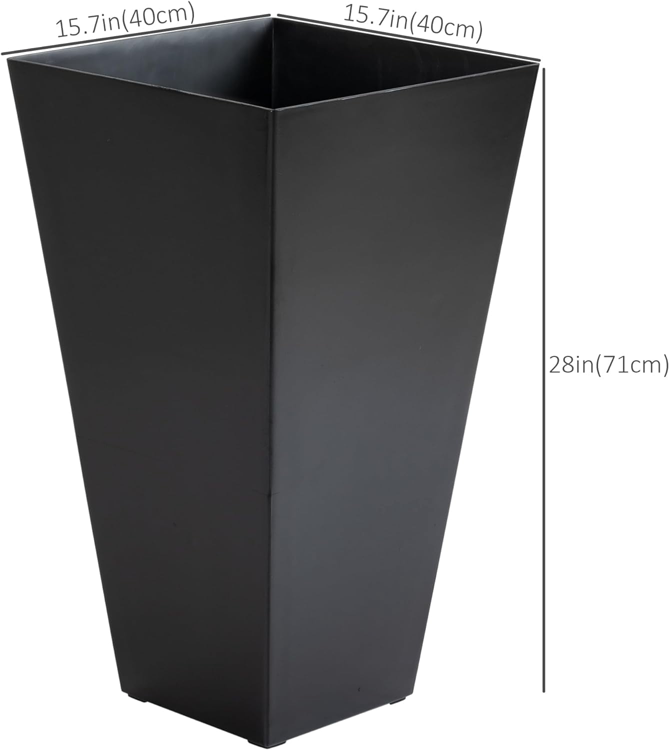 AINUO Set of 3 Tall Planters, 28 Inch Outdoor Flower Plant Pots with Drainage Holes, Indoor Outdoor Planters for Porch, Patio and Deck, Black