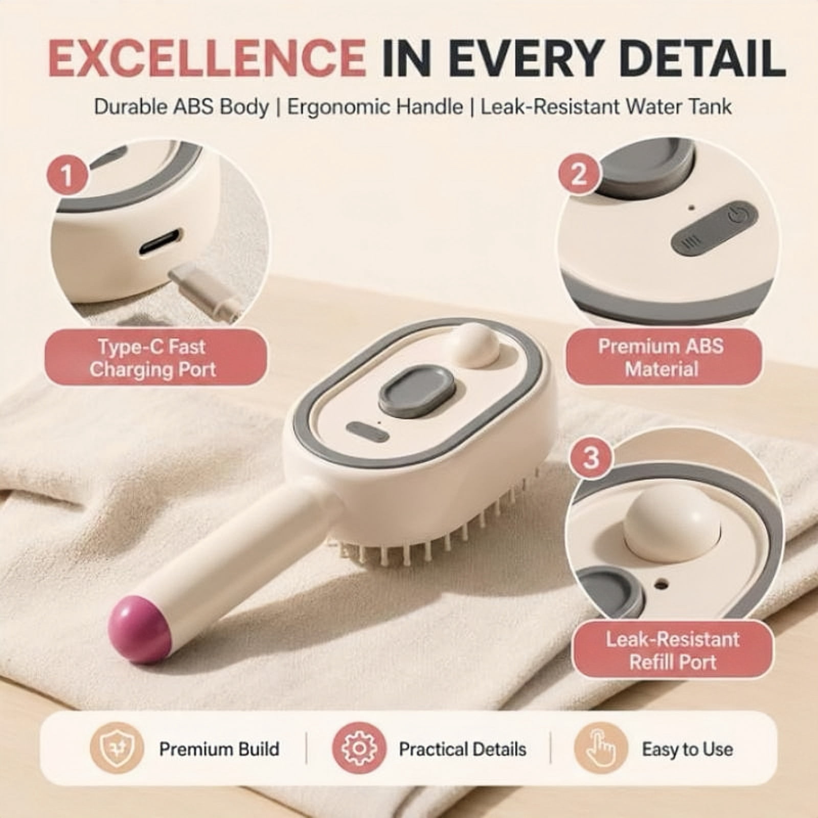 New Electric Spray Air Cushions Massage Comb, 2-In-1 Misting Hair Brush With Water Spray Reduce Frizz, Nourishes Hairs