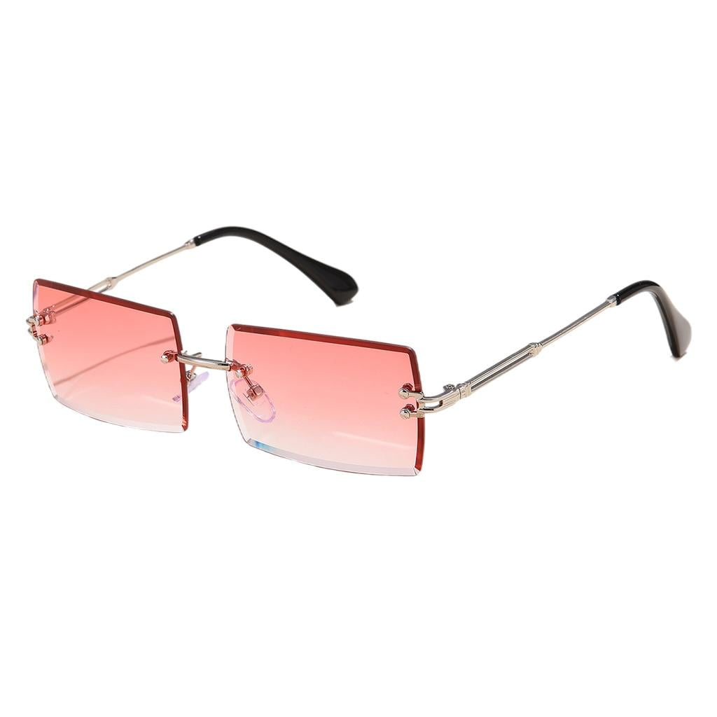 NEW RUE21 Retro Rectangle Pink Tinted Rimless Eyewear UV400 (Unisex) $_57.JPG?set_id=880000500F main image 4