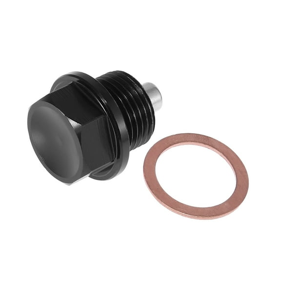 1 Set M18 x 1.5 Magnetic Oil Drain Plug Sump Drain Nut Screw With Gasket Black Universal Car Oil Drain Bolt
