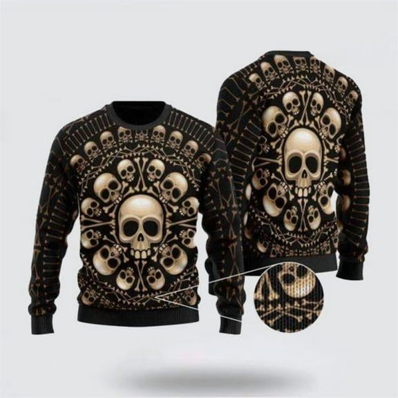 Spooktacular Skull Pattern 3D Christmas Sweater – Christmas Gifts For Frends