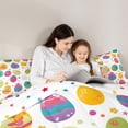 thumbnail image 4 of Erosebridal Colorful Happy Easter Eggs Full Size Comforter Sets,Rainbow Stars Polka Dots Bedding Sets For Kids Girls Reversible 3-Piece, 4 of 7