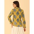 thumbnail image 4 of Blusa Elegante Floral Allegra K Cuello de Volantes Amarillo Gris S, 4 of 5