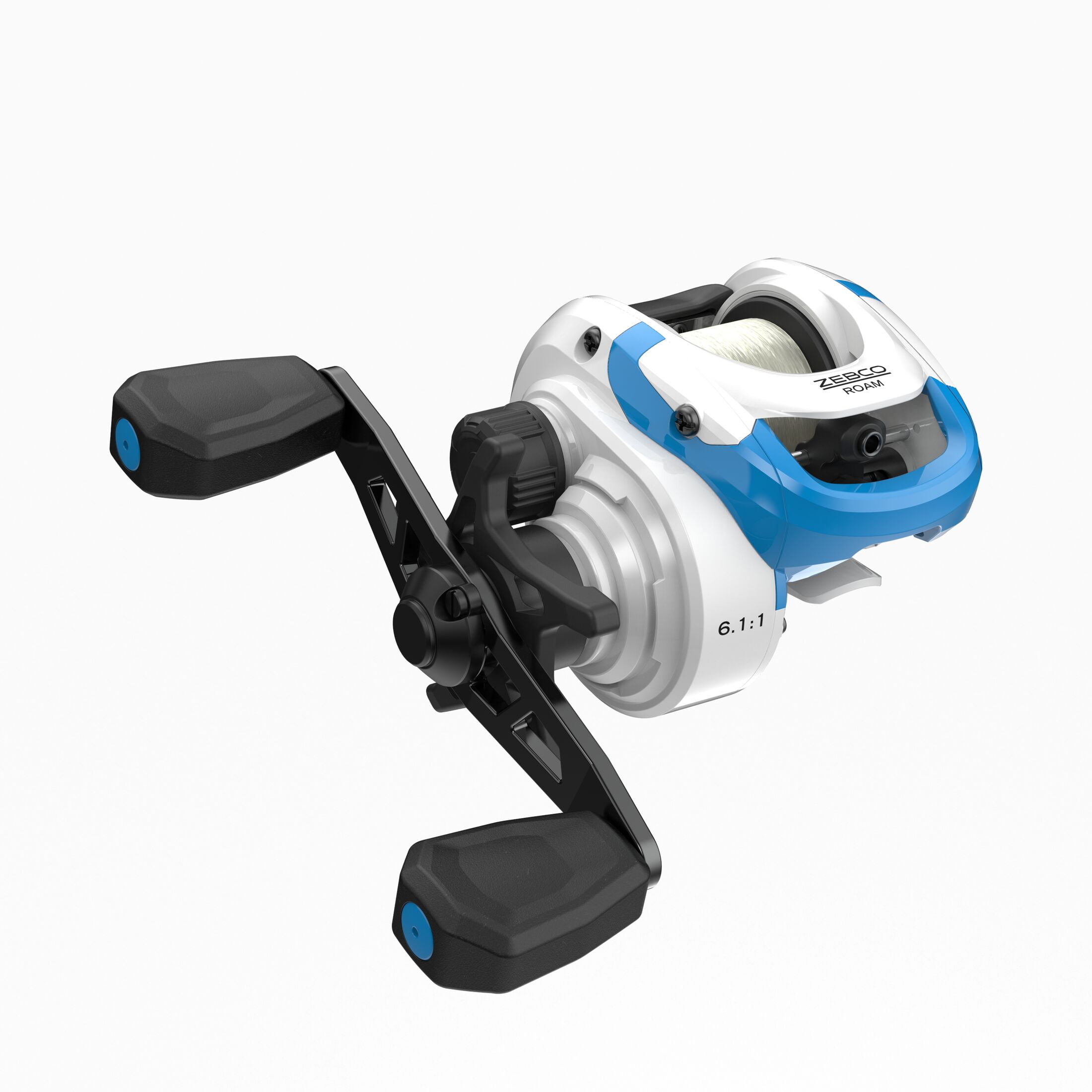 Zebco Roam Baitcast Reel and Fishing Rod Combo, 6-Foot 6-Inch Rod, Size 100 Reel, Right-Hand Retrieve, Blue