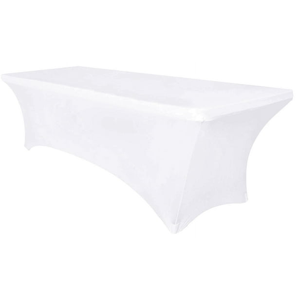 Cubierta de mesa elástica de spandex para mesas plegables estándar: protector de mantel rectangular universal para bodas, banquetes y fiestas (3 tamaños, 4 colores)
