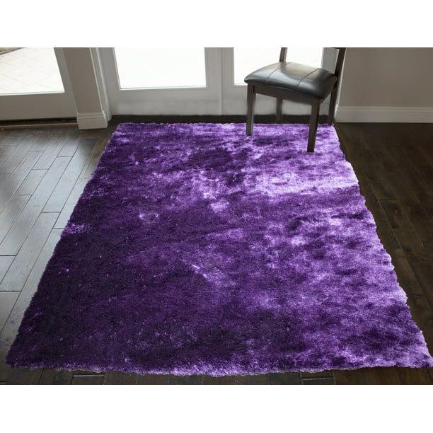 5x7 Feet Purple Color Solid Plush, Designer Area Rugs