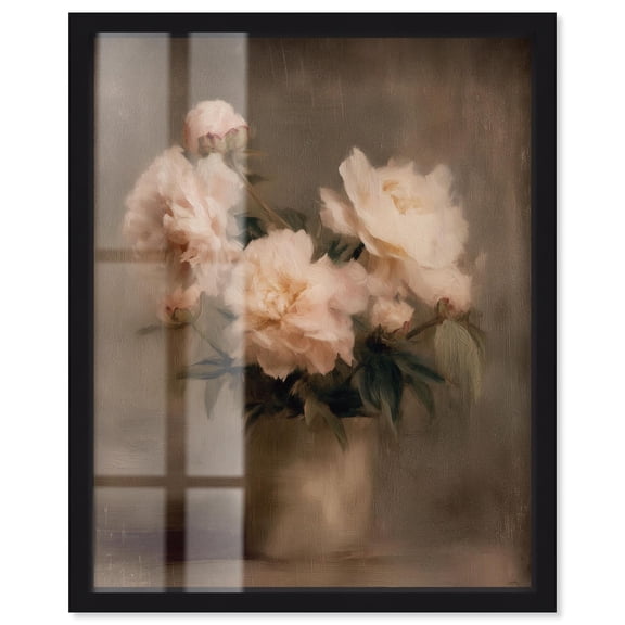 Vintage Peonies I Shadowbox Print Fashion Decor by Art Remedy, Black Frame, 16 x 20