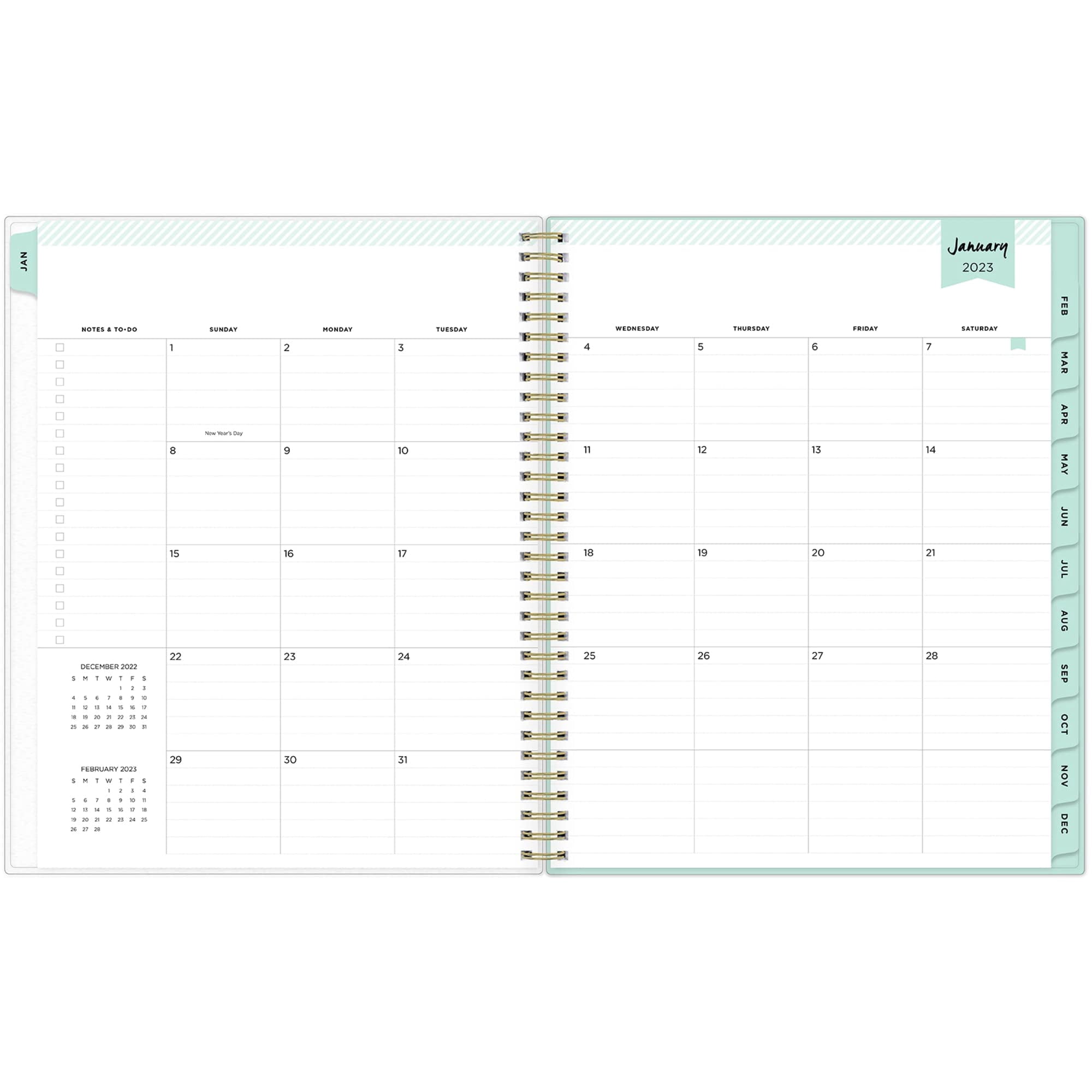 Day Designer Weekly/Monthly Planning Calendar, 8-1/2" x 11", Secret Garden Mint Frosted, January To December 2023, 140101