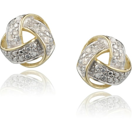 Brinley Co. Women's 0.02 Carat T.W. Diamond Accent Sterling Silver Weave Stud Earrings, Gold