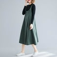 thumbnail image 3 of Cotton Linen Pina fore Dress Wide Straps Buttoned Chest Pockets Open Back A Line Casual Loose Overall Dress, 3 of 7