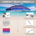 thumbnail image 2 of Sombrilla de playa LOTTAFUN 183 cm resistente al viento, protección UV50+, portátil, 2 of 8