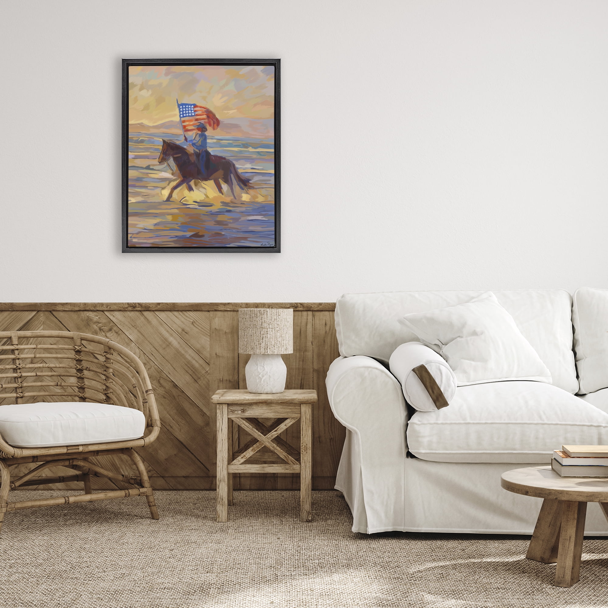 Stupell Industries American Cowgirl Abstraction Black Framed Floater Canvas Wall Art, design by Amelia Noyes