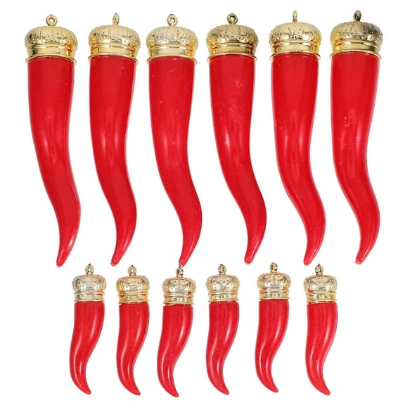 FRCOLOR Realistic Red Plastic Chili Pepper Hanging Decor for Kitchen Table Decoration 12pcs 6.5ft