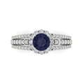 thumbnail image 2 of 1.76ct round cut blue sapphire 18k white gold halo Bridal Wedding Engagement Promise Anniversary Ring for Women size 3.5, 2 of 7
