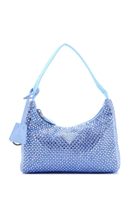 Pre-Owned Re-Edition 2000 Hobo Crystal Embellished Satin Mini By Rebag