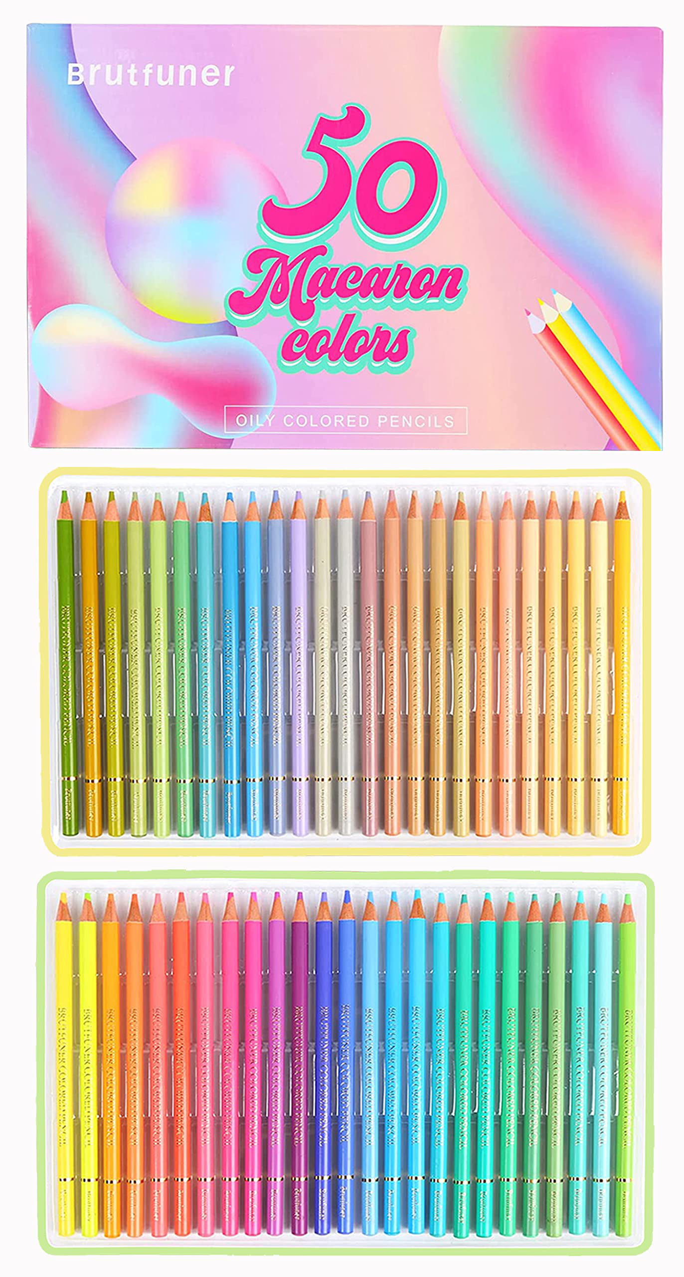 50 Colored Pencil Set, Professional Pastel Coloring Pencils, Art