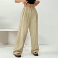 thumbnail image 5 of iHPH7 Wide Leg Pants Woman, Palazzo Pants for Women, Linen Pants Women, Wide Leg Linen Pants for Women, Gauze Pants, Khaki M, 5 of 9