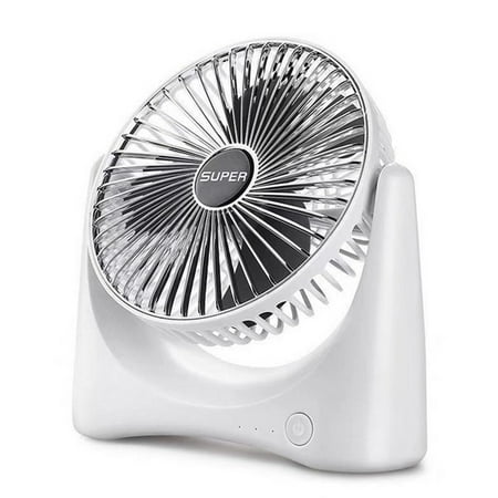 

USB Mini Fan Outdoor Carry Portable Fan Travel Round Silver Dual Battery