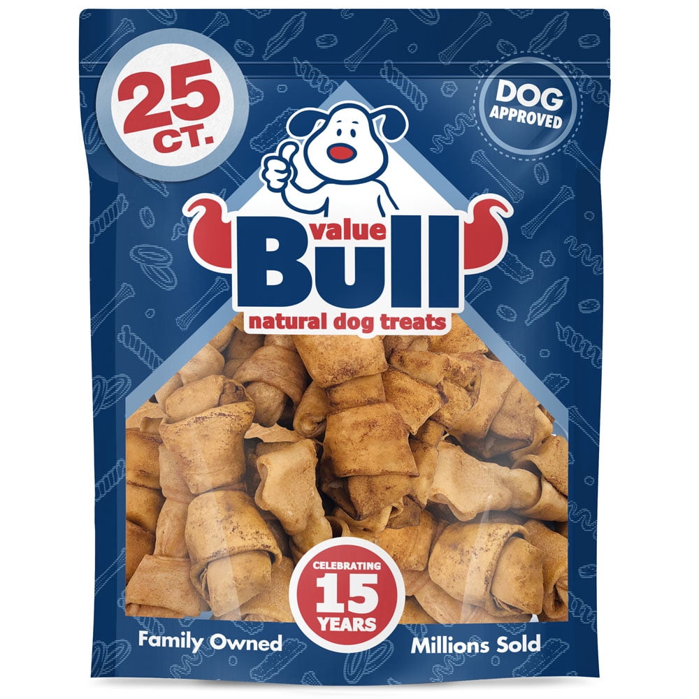 New Valuebull Usa Rawhide Dog Bones Premium Thick Cut Rawhide 4 5 Inch Peanut Butter Flavor 25 Count Walmart Com