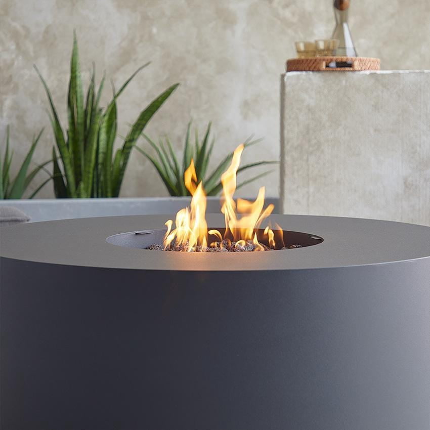 Covewood 41 Inch Round Aluminum Propane Fire Pit Table in Black by BBQGuys Signature