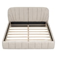 thumbnail image 4 of Harper & Bright Designs Queen Size Platform Bed, Upholstered Grounded Bed Frame with Thick Fabric and Unique Design Headboard for Bedroom, Beige, 4 of 14