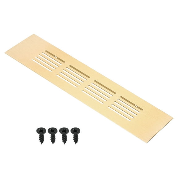 Uxcell 8"x2" Rectangle Air Vent Cover Door Grille Ventilation Cover Louvered with Screws for Cabinet Gold Tone