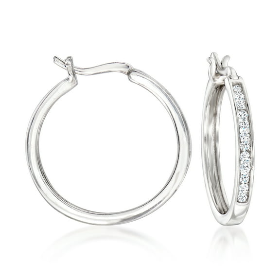 Ross-Simons 0.25 ct. t.w. Diamond Hoop Earrings in Sterling Silver, Women's, Adult