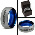 thumbnail image 4 of Tungsten Congrats Grad Class Of 2019 Engraved Band Ring 8mm Men Women Comfort Fit Blue Dome Brushed Gray Polished, 4 of 4