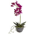thumbnail image 3 of Nearly Natural 4993-S2 Mini Phal with Metallic Vase 13.5 x 6 inch Purple, 3 of 4