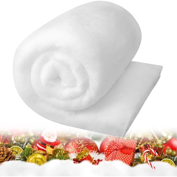 Christmas Snow Blanket Roll 3ft x 8ft Artificial White Snow Cover Soft Thick Fluffy Snows Blanket Faux Indoor Snows Party Table Runner for Winter Village Holiday Crafts Backdrop Decor 3ft x 8ft