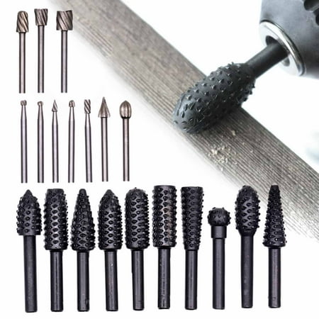 

XWQ 20Pcs Rotary File Blackening Wear-resistant Set 55mm Rasp Drill Bits Set for Woodworking