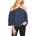 thumbnail image 1 of Blusa halter 1.STATE con hombros descubiertos para mujer azul pequeña, 1 of 1