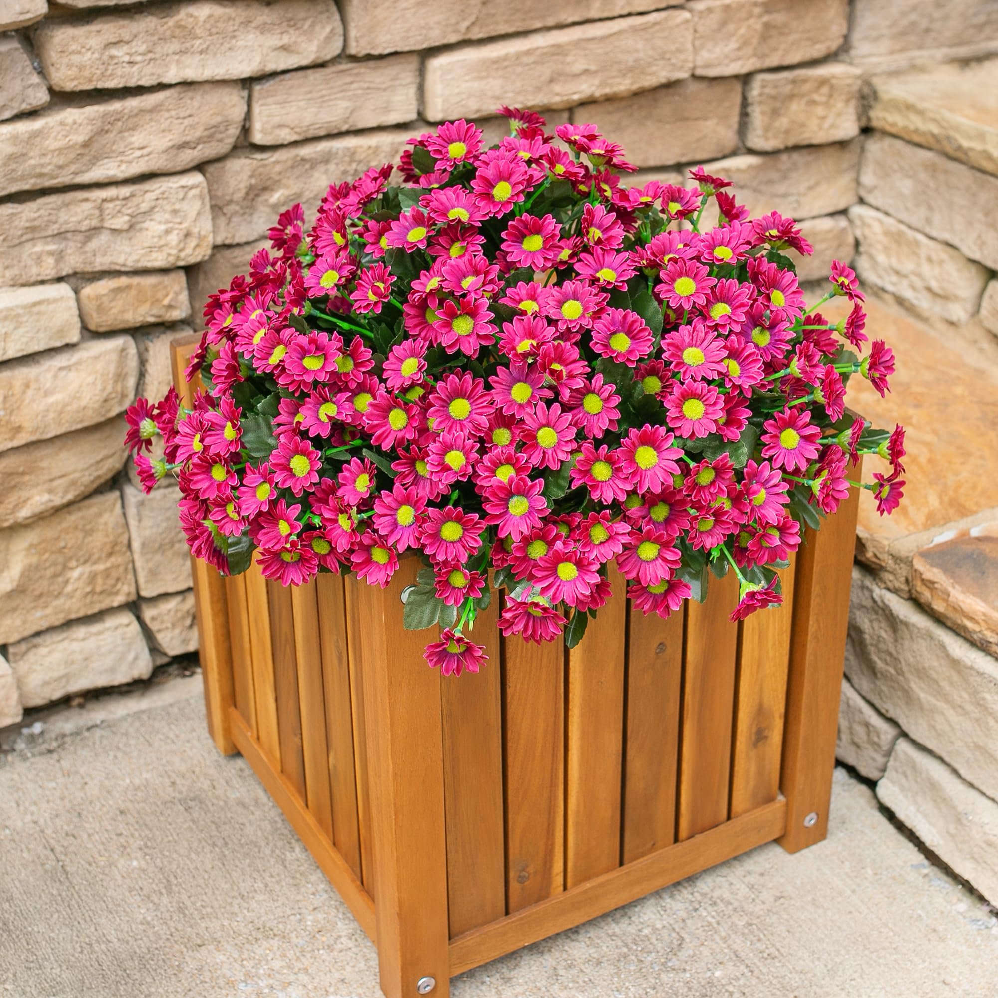 Artificial Flowers for Outdoors Decoration, 6 Bundles Fake Plants Flowers Bouquet Faux Flowers for Outdoor Planter Look Real UV Resistant Silk Flowers for Outside Front Door Porch Patio, Yellow