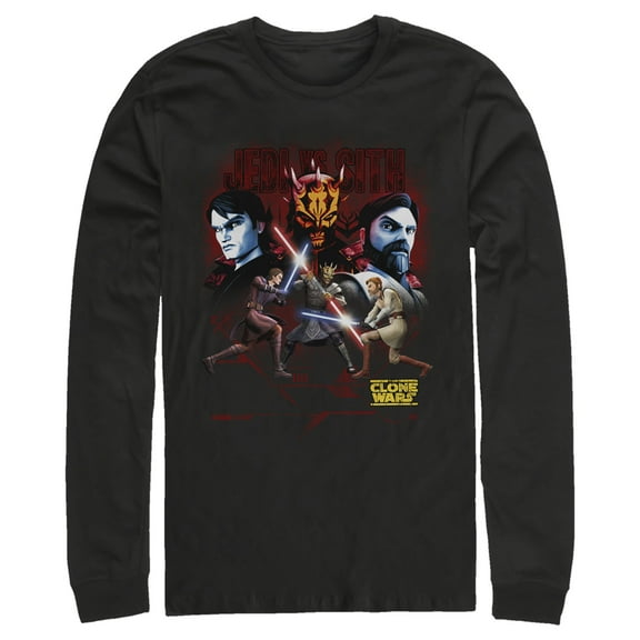 Men's Star Wars: The Clone Wars Jedi Vs. Sith  Long Sleeve Shirt Black X Large