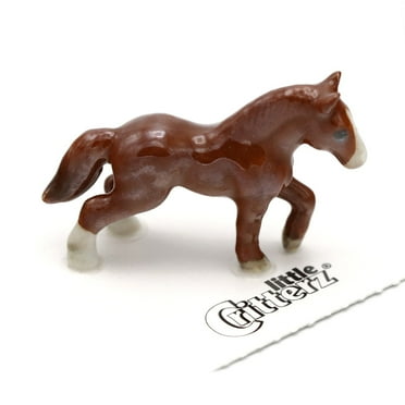 Little Critterz Brown Horse Thoroughbred "Chestnut" Hand-painted - Home Decor Animal Decorative Figurine Birthday Gift - Miniature Porcelain Figurine