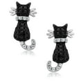 thumbnail image 3 of Gem Stone King 925 Sterling Silver Black and White Cubic Zirconia Cat Pendant Earrings Set for Women with 18 inch Silver Chain, 3 of 6