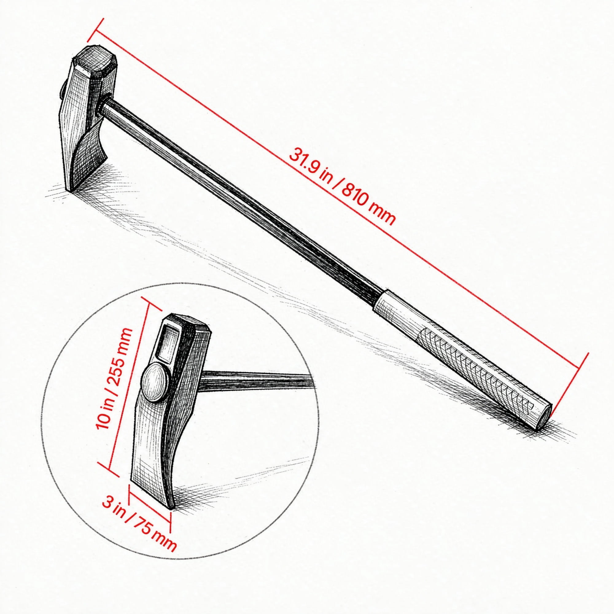 32" Tire Bead Breaker Wedge, Heavy Duty Cast Iron Head Hammer, Universal Tire Removal Tool for Motorcycles, Cars, Trucks, ATVs, UTVs & Tractors
