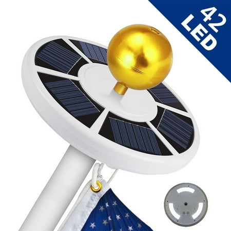 

Solar Powered Flag Pole Light Ultra Bright Full Coverage Flagpole Downlight Adjustable Brightness Camping Light