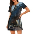 thumbnail image 1 of Fotbe Wild Blue Cool Dragon Bata de Dormir para Mujer con Estampado, Camisón de Algodón de Manga Corta, Ropa de Dormir Casual, 1 of 6
