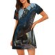 thumbnail image 1 of Disketp Wild Blue Cool Dragon para Camisón Corto de Manga Corta para Mujeres, Camisón Cómodo con Escote Redondo, Bonito y Confortable, 1 of 6