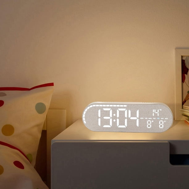 Reloj digital LED minimalista para decoración de habitaciones, pantalla de temperatura, portátil, decorativo, estético, para colgar o sobre mesa Gris